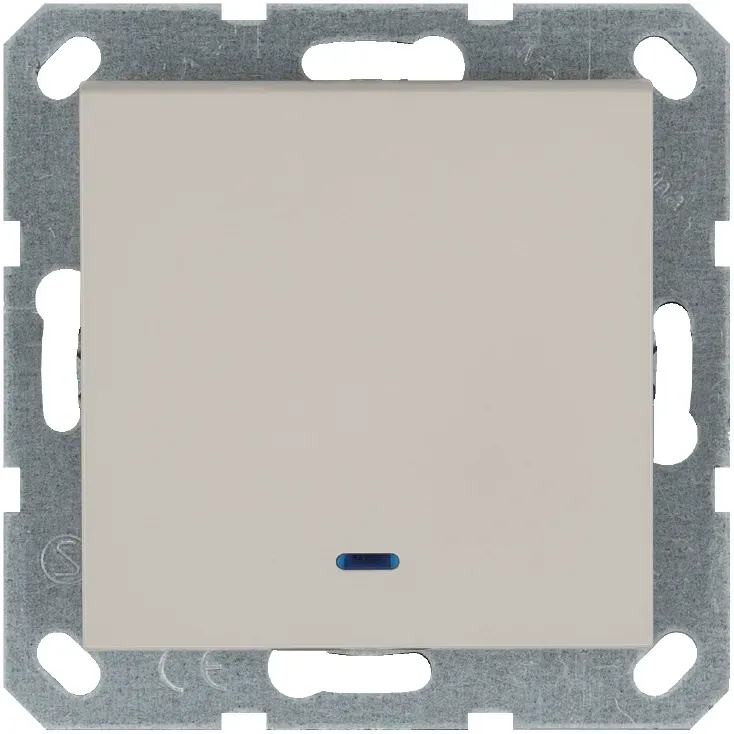 Выключатель одноклавишный со светодиодом 10A 250V~ с накладкой, цвет Тауп Jasmart G3011NT