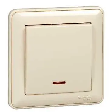 Выключатель одноклавишный, с подсветкой, 10АХ, в сборе, слоновая кость SE (Потенциал) VS110-153-28