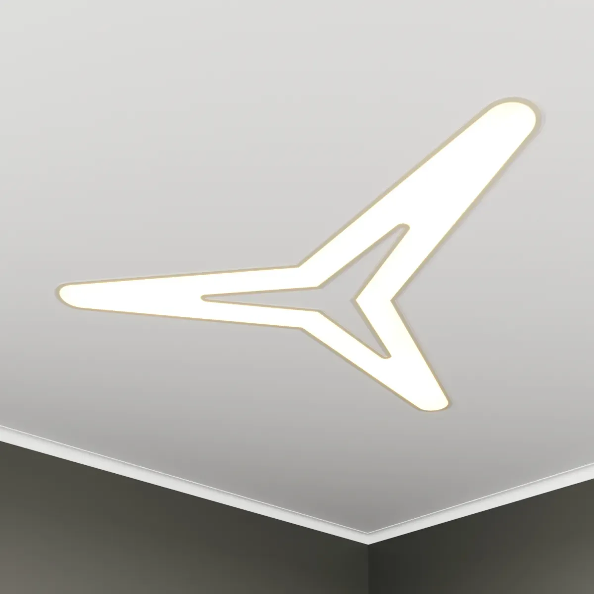 Светильник светодиодный RVE-LBX-HOLE-KASAI-SOFT-2046-VG (Трехлучевая звезда закругл. с отв. 2046х1800х110мм S80мм 158Вт встраиваемый под шпаклевку 4000K Белый) RVElektro RVE00003641