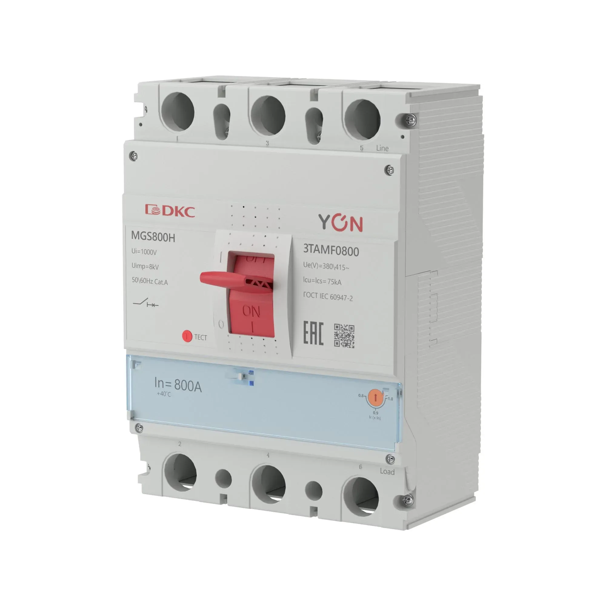 Автоматический выключатель yon mgs800 3p 640-800a 75ka ДКС MGS800H-3TAMF0800