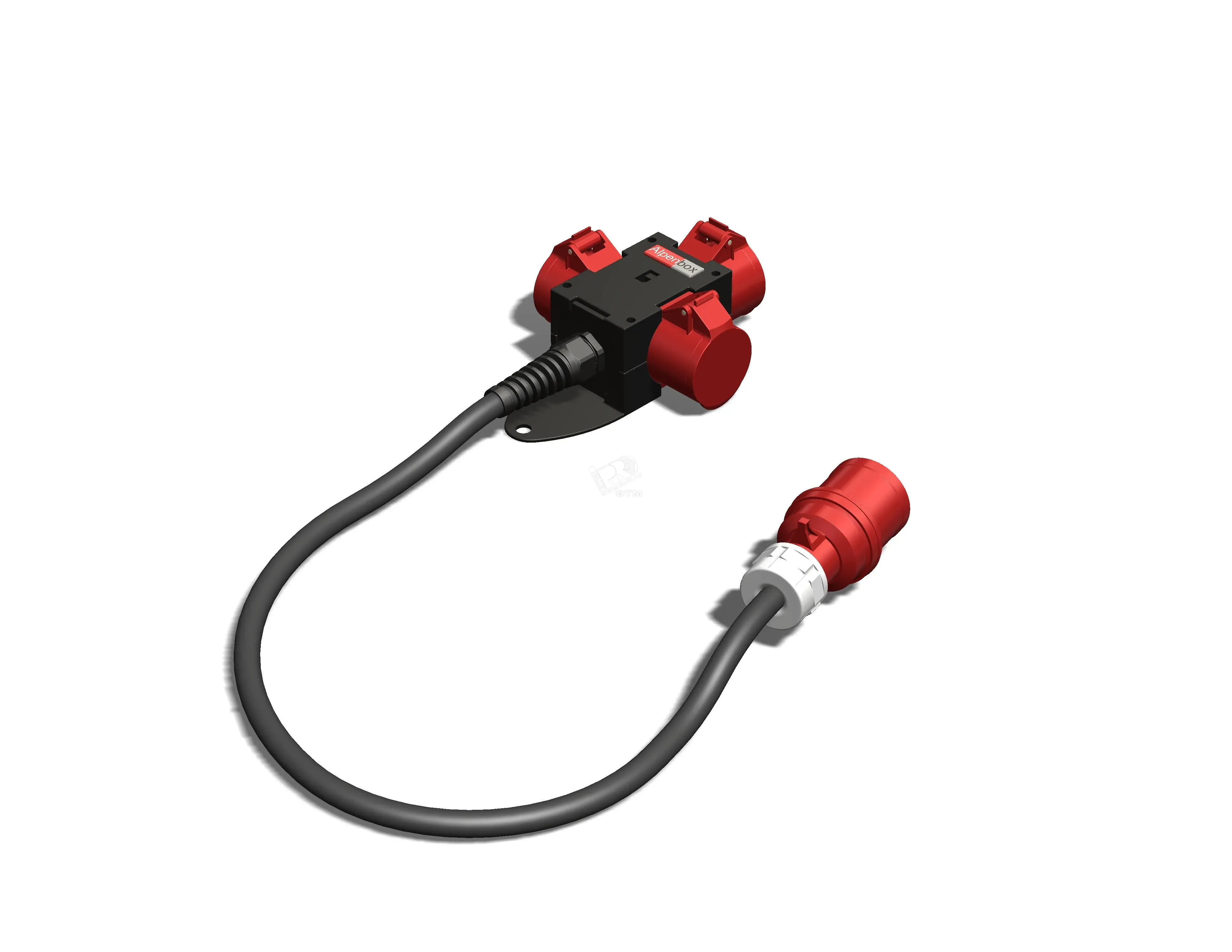 Устройство распределительное переносное пластик IP44 32A корпус 78х195х80 черный AlpenBox 00-00001925