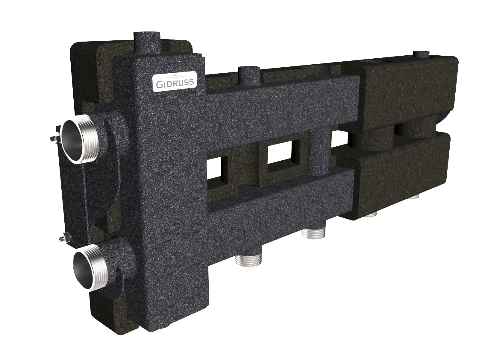 Коллектор с гидрострелкой BM-80-3D.EPP на 2 контура G1', 1 боковой контур G 1 1/4' с термоизоляцией до 80 кВт, ст. 09Г2С Gidruss BM 8002T 23