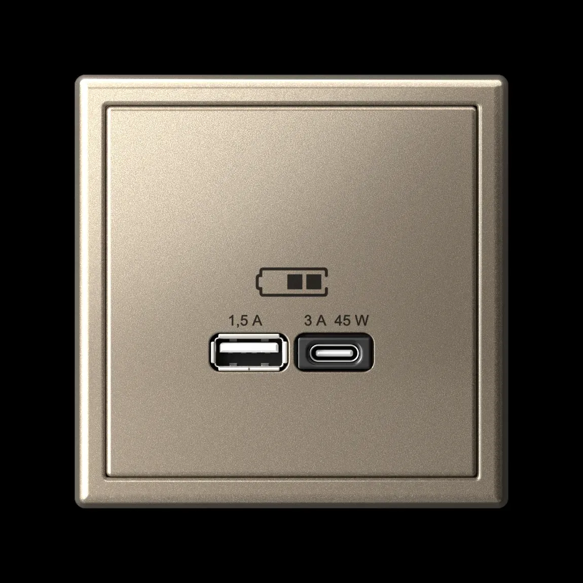 ARTGALLERY USB розетка A + тип-C 45Вт высокоскор.заряд. QC, PD, механизм, шампань Dekraft gal000529