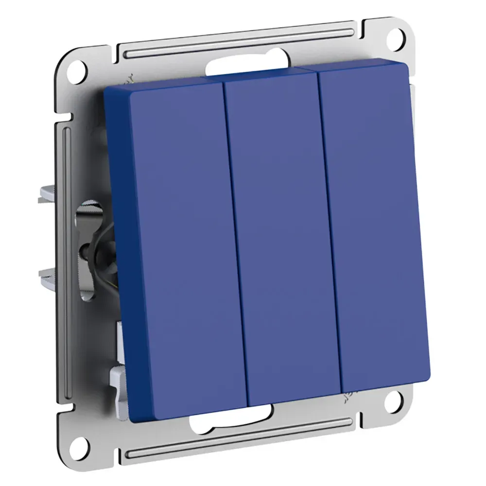 ATLASDESIGN выключатель трехклавишный, сх.1+1+1, 10АХ, механизм, АКВАМАРИН SE (Потенциал) ATN001131