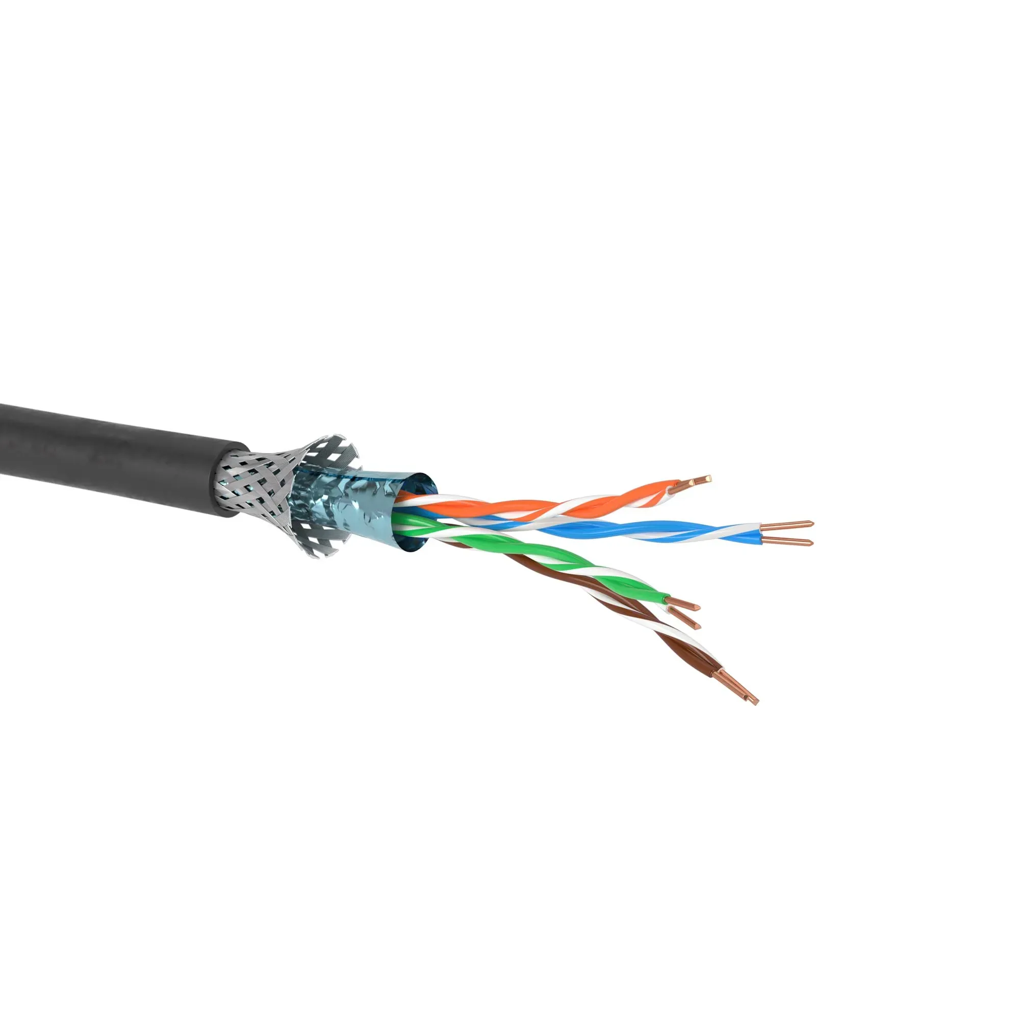 Витая пара кат.5E экранированный SF/UTP. 4 пары.  светостабилизированный ПЭ. цвет внешней оболочки  черный. катушка 305 м