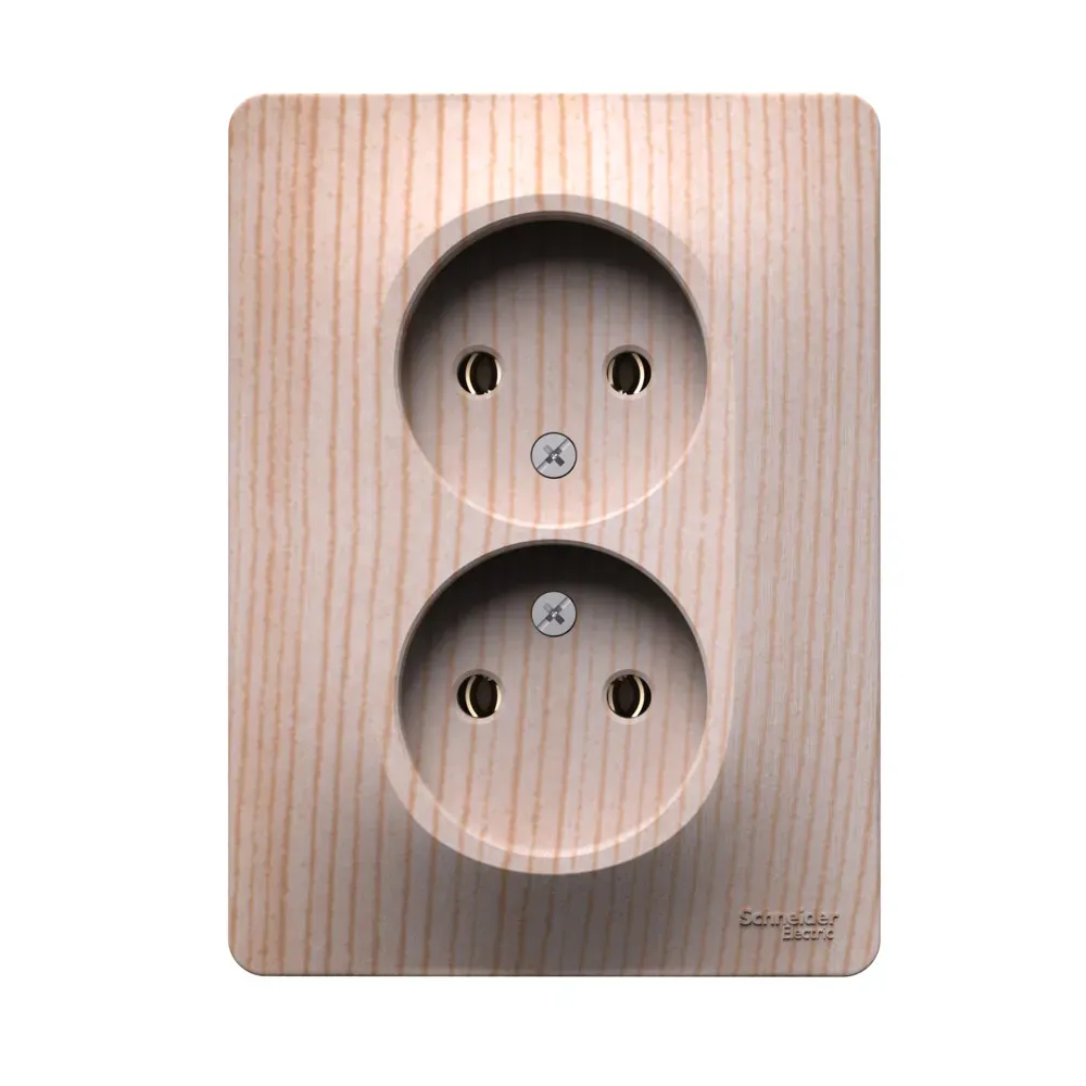 GLOSSA розетка двойная без заземления,16А, в сборе, сосна SE (Потенциал) GSL001520