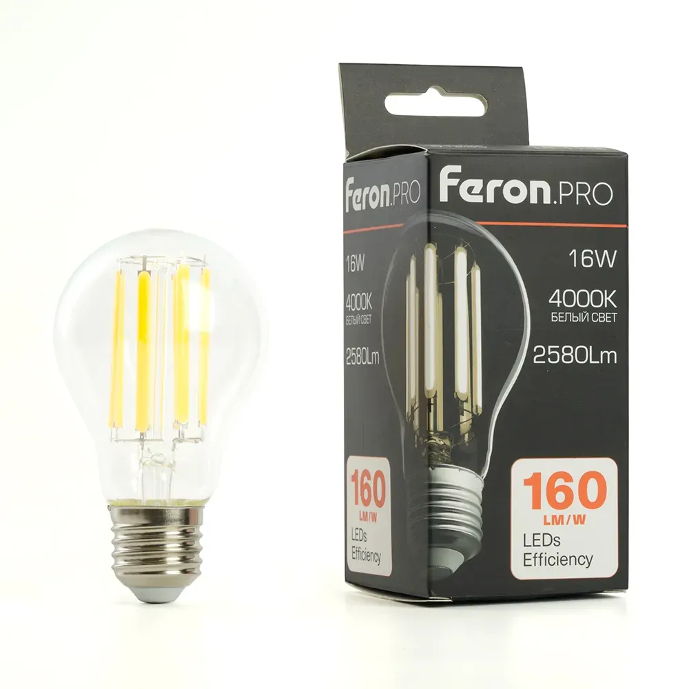 Лампа светодиодная LED 16вт Е27 белый FILAMENT Feron.PRO