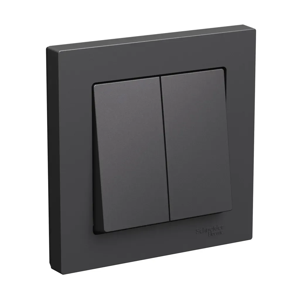 ATLASDESIGN 2-клавишный ВЫКЛЮЧАТЕЛЬ, сх.5, 10АХ, в сборе, БАЗАЛЬТ SE (Потенциал) ATN001452