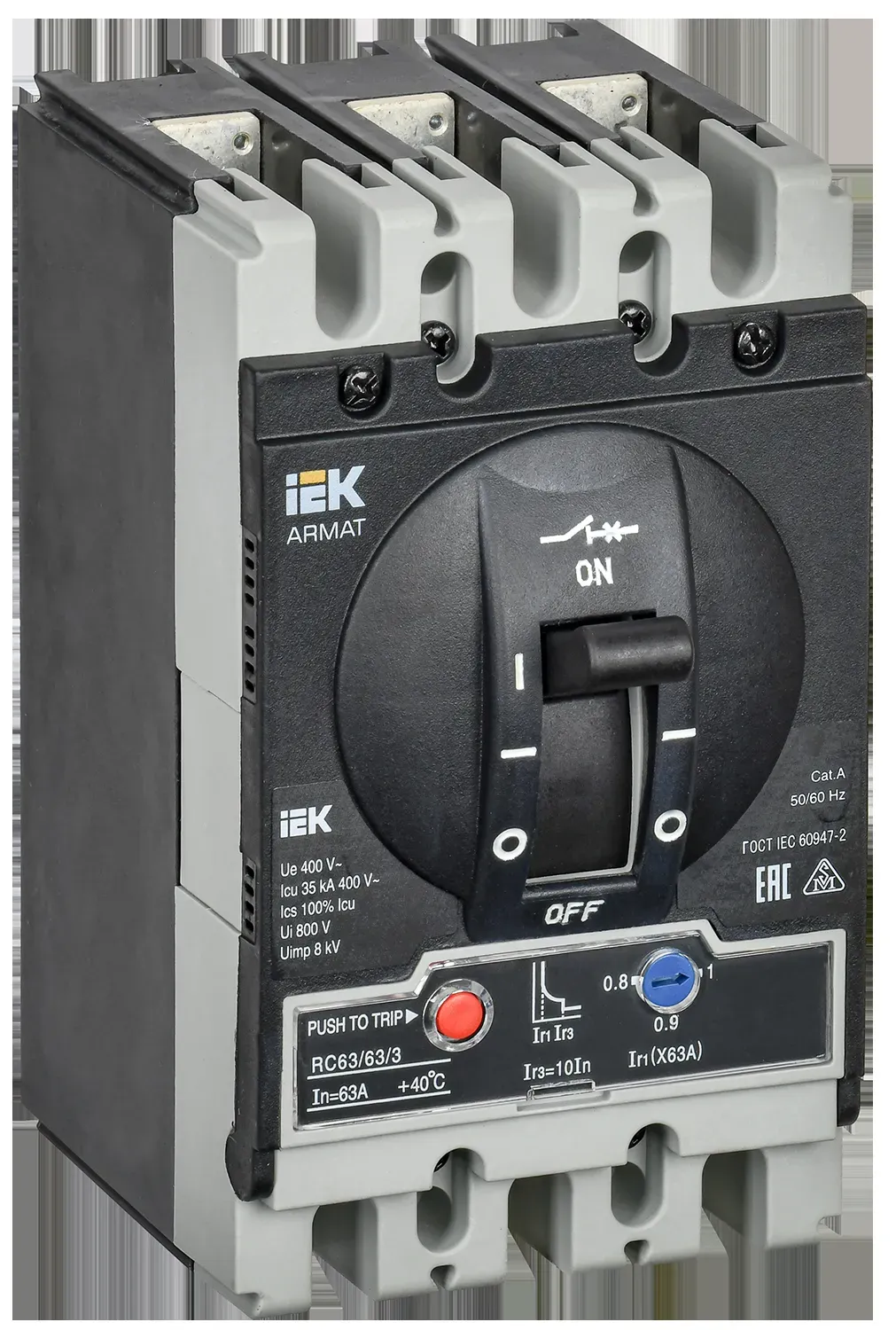 Armat автоматический выключатель в литом корпусе 3p типоразмер s 35ка 63а расцепитель термомагнитный регулируемый IEK AR-MCCB-3S-035-0063A-ATUC
