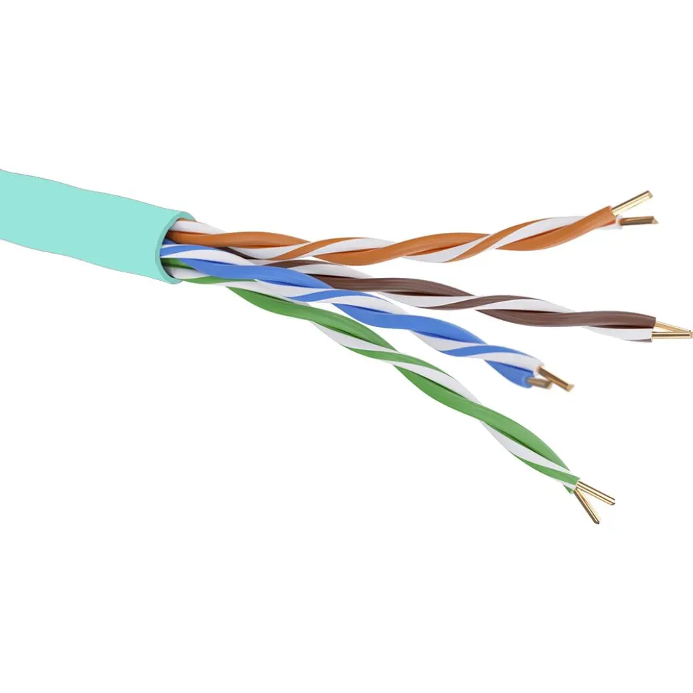 Витая пара категории 6A неэкранированный, U/UTP, 4 пары, нг(А)-LS,цвет внешней оболочки аква, катушка 500 м