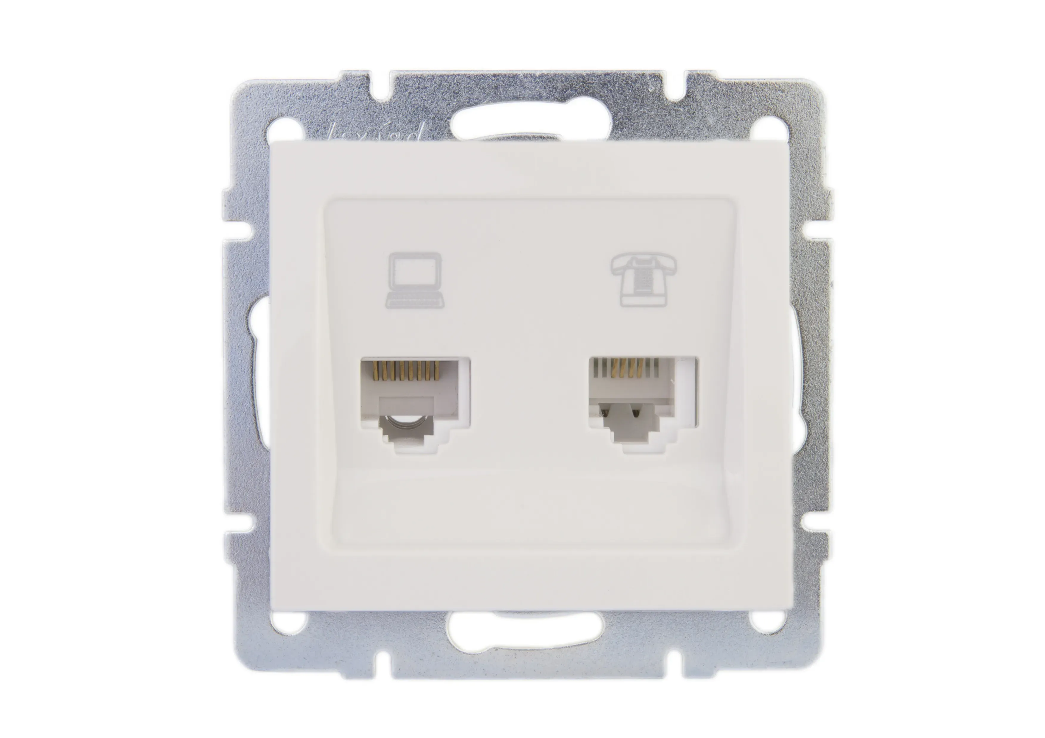 Розетка RAIN компьютерная + телефон белая механизм Lezard 703-0288-143