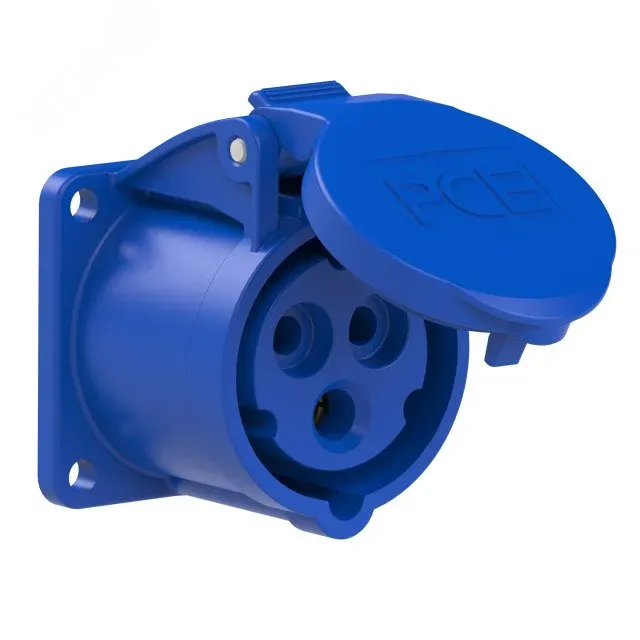 PCE Розетка встраиваемая 16А 230В 1P+N+E IP44, фланец 55х55 AlpenBox 00-00002371