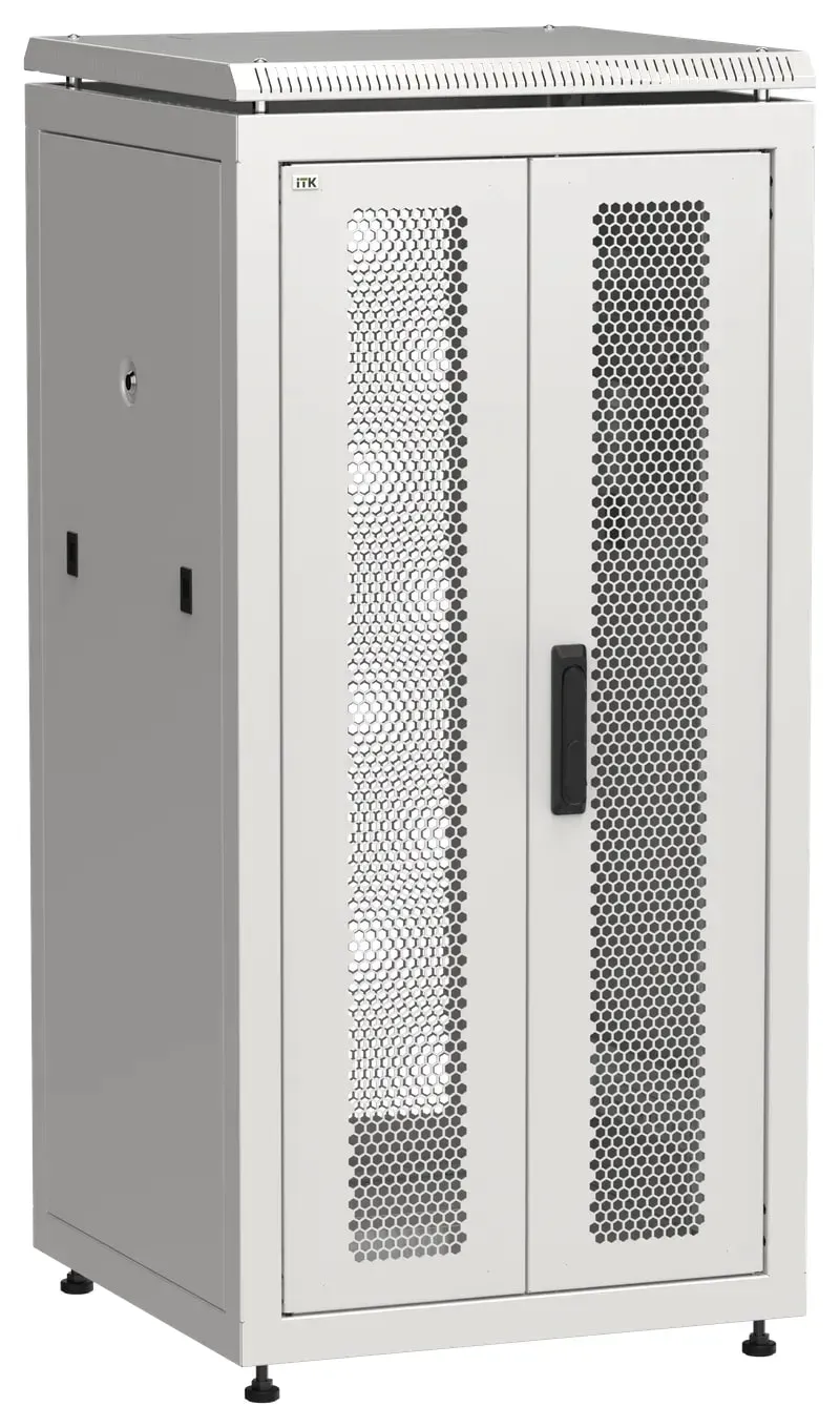 Шкаф напольный сетевой 19' linea n 24u 600х600мм передняя распашная перфорированная дверь задняя перфорированная серый ITK LN35-24U66-2PP