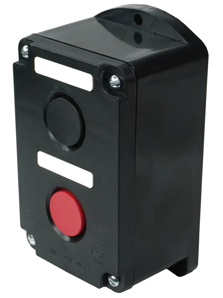 Пост управления ПКЕ 212-2 У3, 10А, 660В, 2 элемента, чёрный и красный цилиндр, накладной, IP40 Электротехник ET519068