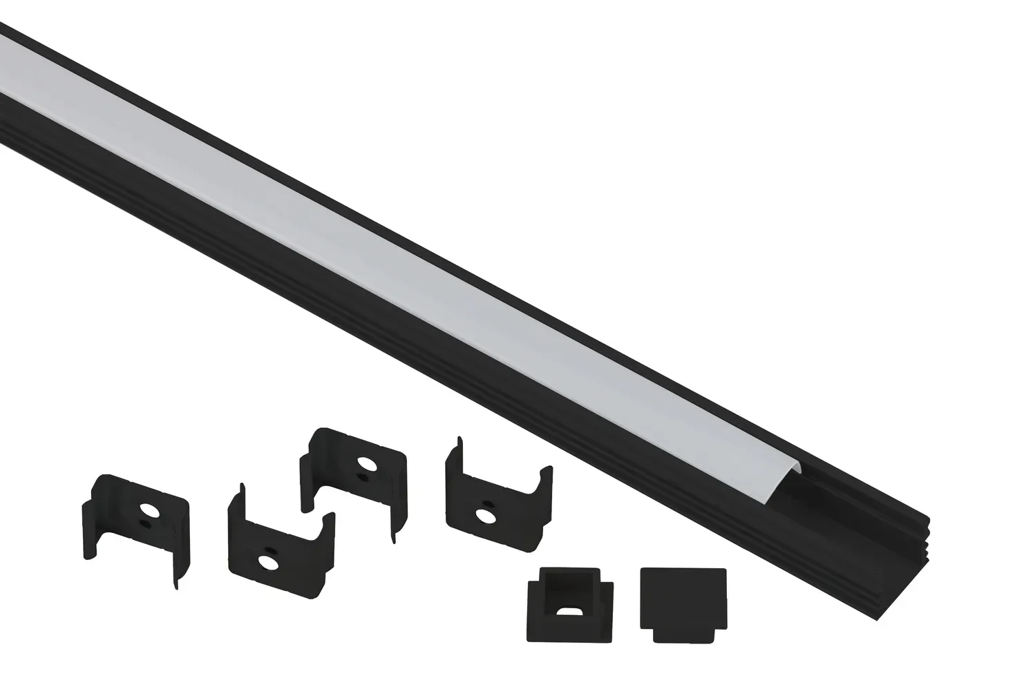 Комплект с накладным анодированным профилем 1612B 16х12мм, 2м, черный САВ261 ЭРА Б0062758