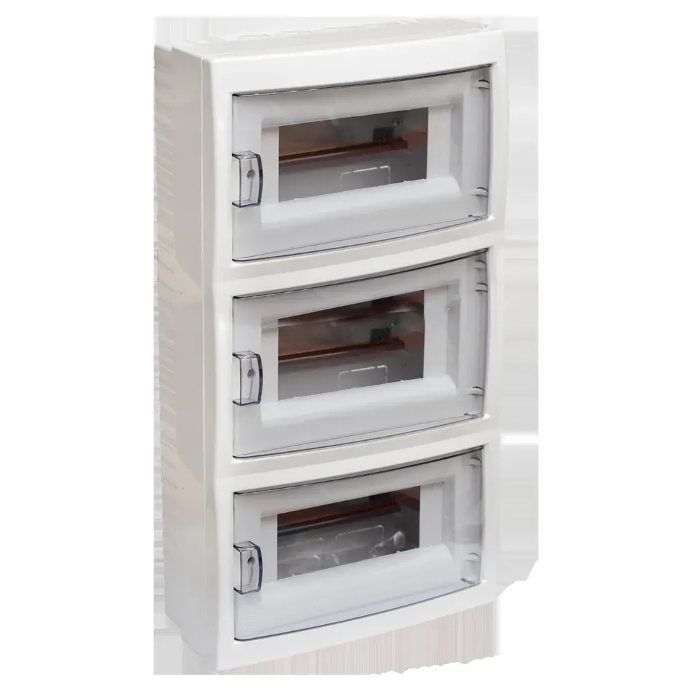 Щит распределительный навесной с 0 шиной 36м пластиковый белый прозрачная дверь БЕЛТИЗ БОКС КНО-36Д