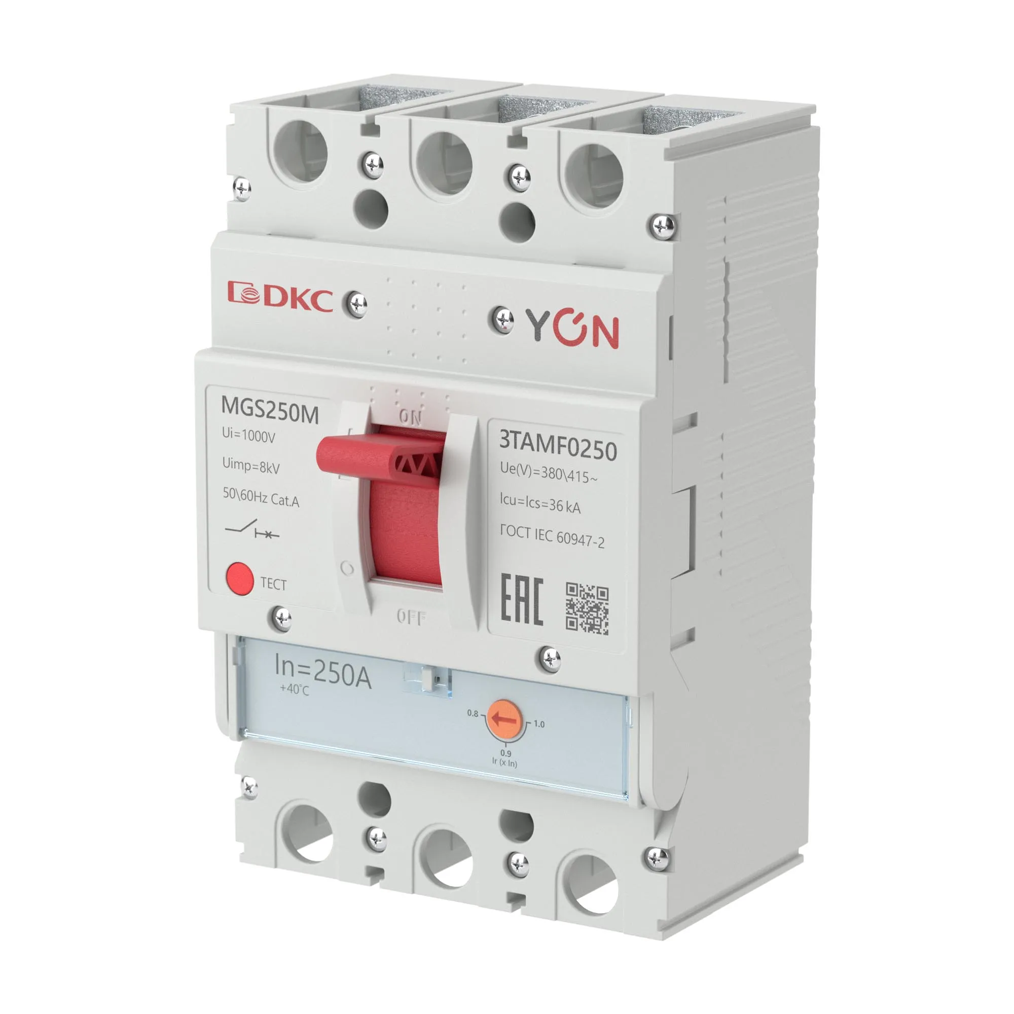 Выключатель автоматический yon mgs250 3p 200-250a 25ka ДКС MGS250M-3TAMF0250