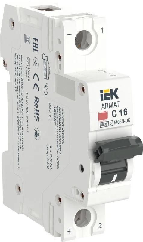 Armat автоматический выключатель m06n-dc 1p c 16а IEK AR-M06N-1-C016DC