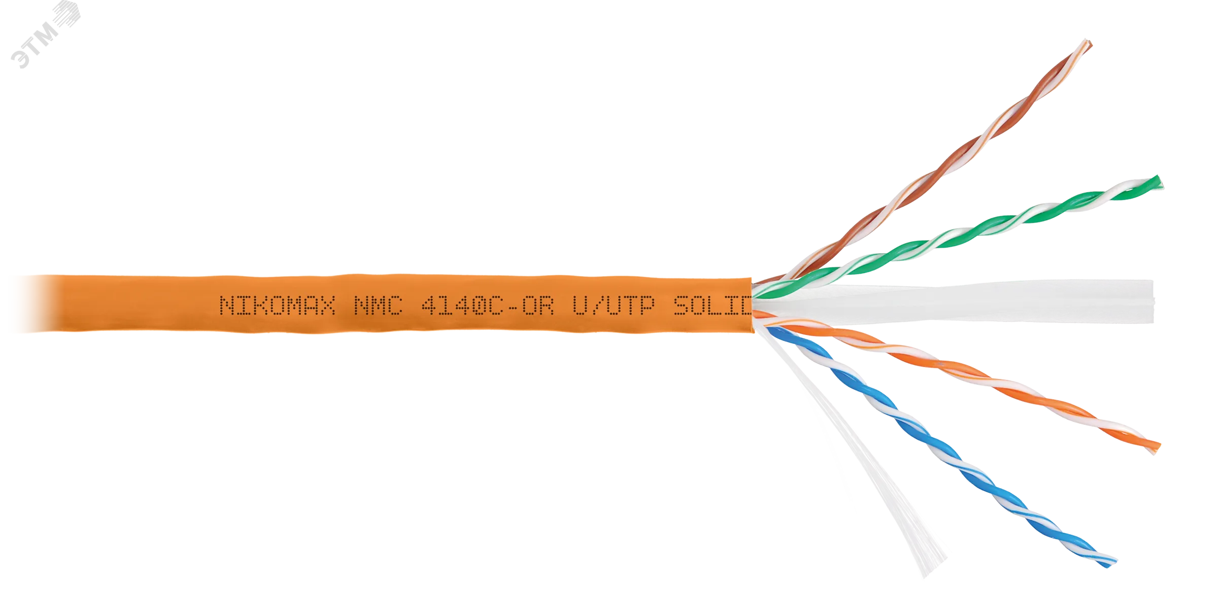 Витая пара U/UTP 4 пары Кат 6 solid BC AWG23 (0.55мм) IN LSZH нг(А)-HF оранжевый 305м