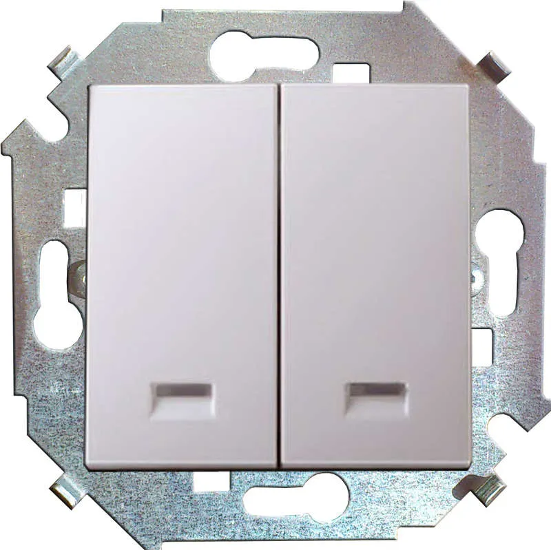 15 Выключатель двухклавишный с подсветкой 16А 250В винтовой зажим белый Simon 1591392-030