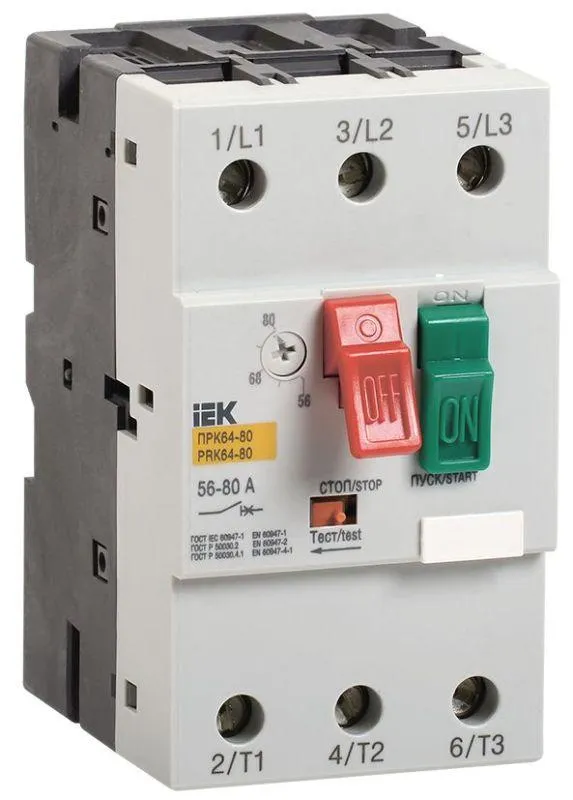 Выключатель защиты двигателя прк64-40 in=40a ir=25-40a ue 660в IEK DMS22-40