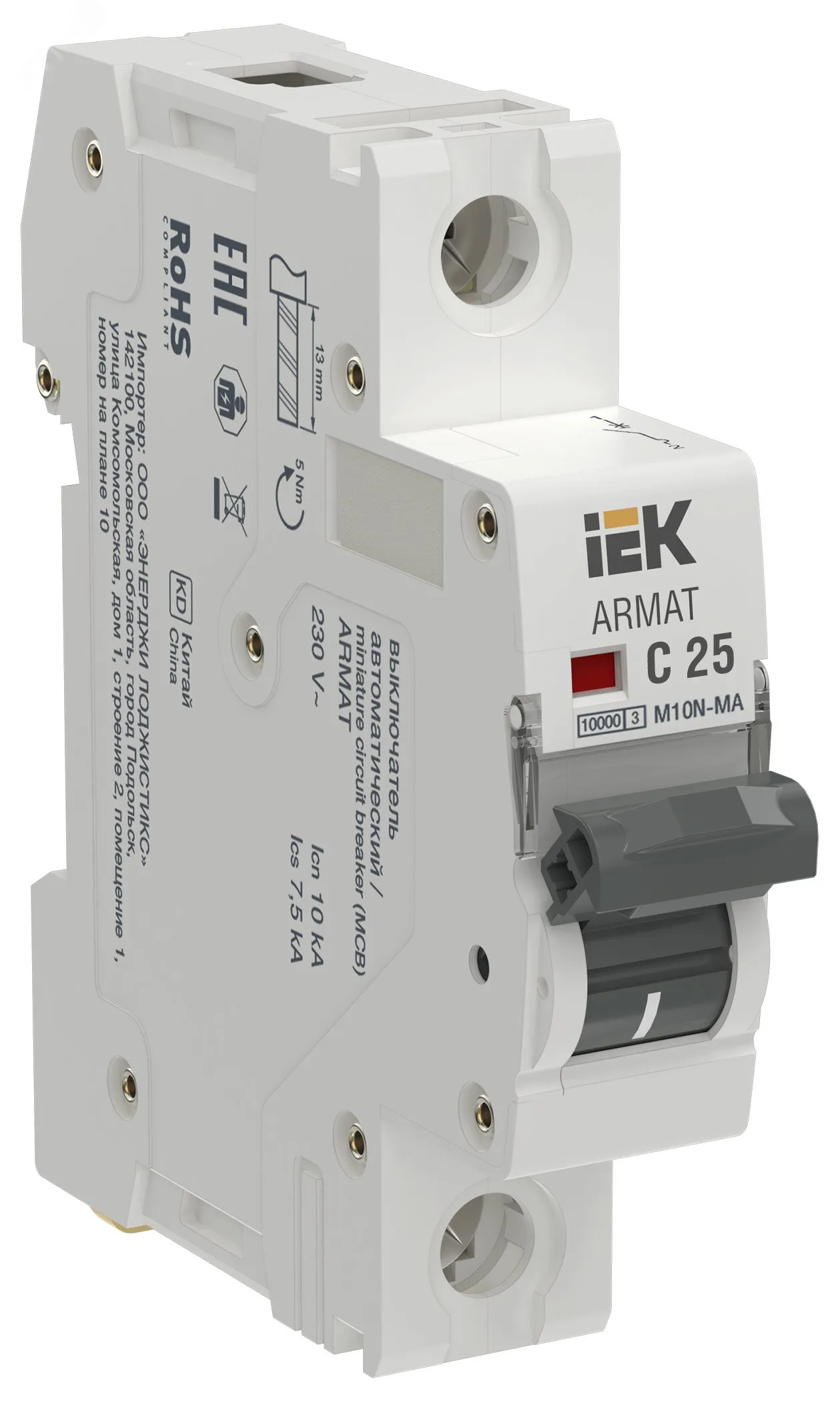 ARMAT Автоматический выключатель без теплового расцепителя M10N-MA 1P C 25А IEK IEK AR-M10N-MA-1-C025