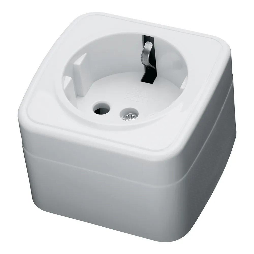 Розетка накладная одноместная с/з, пластик АВS, 250В, 16А, IP20, белая, FERON 39033