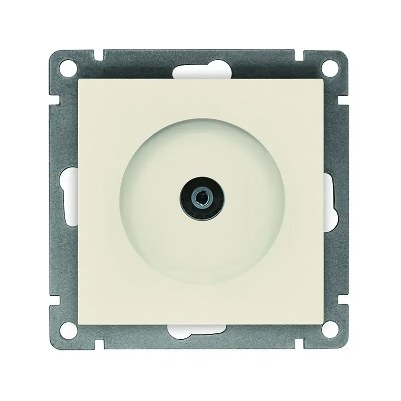 Розетка телевизионная одноместная серия Афина, с/у, тупиковая, 75Ом, ч/д 4-2400Мгц, слоновая кость (ivory) (еврослот) Универсал A0027-I