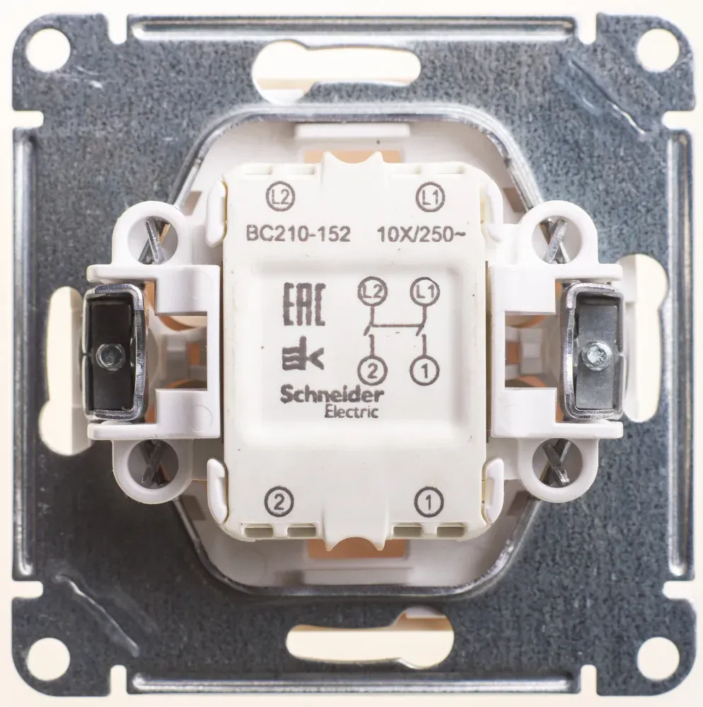 Выключатель одноклавишный, двухполюсный, 10АХ, механизм, слоновая кость SE (Потенциал) VS210-152-2-86