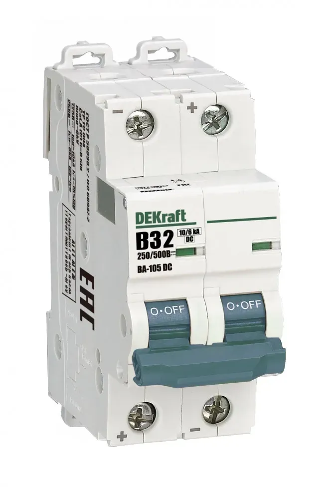 Выключатель автоматический 2P B кривая 32A 500В DC ВА-105 SE (Dekraft) 13370DEK
