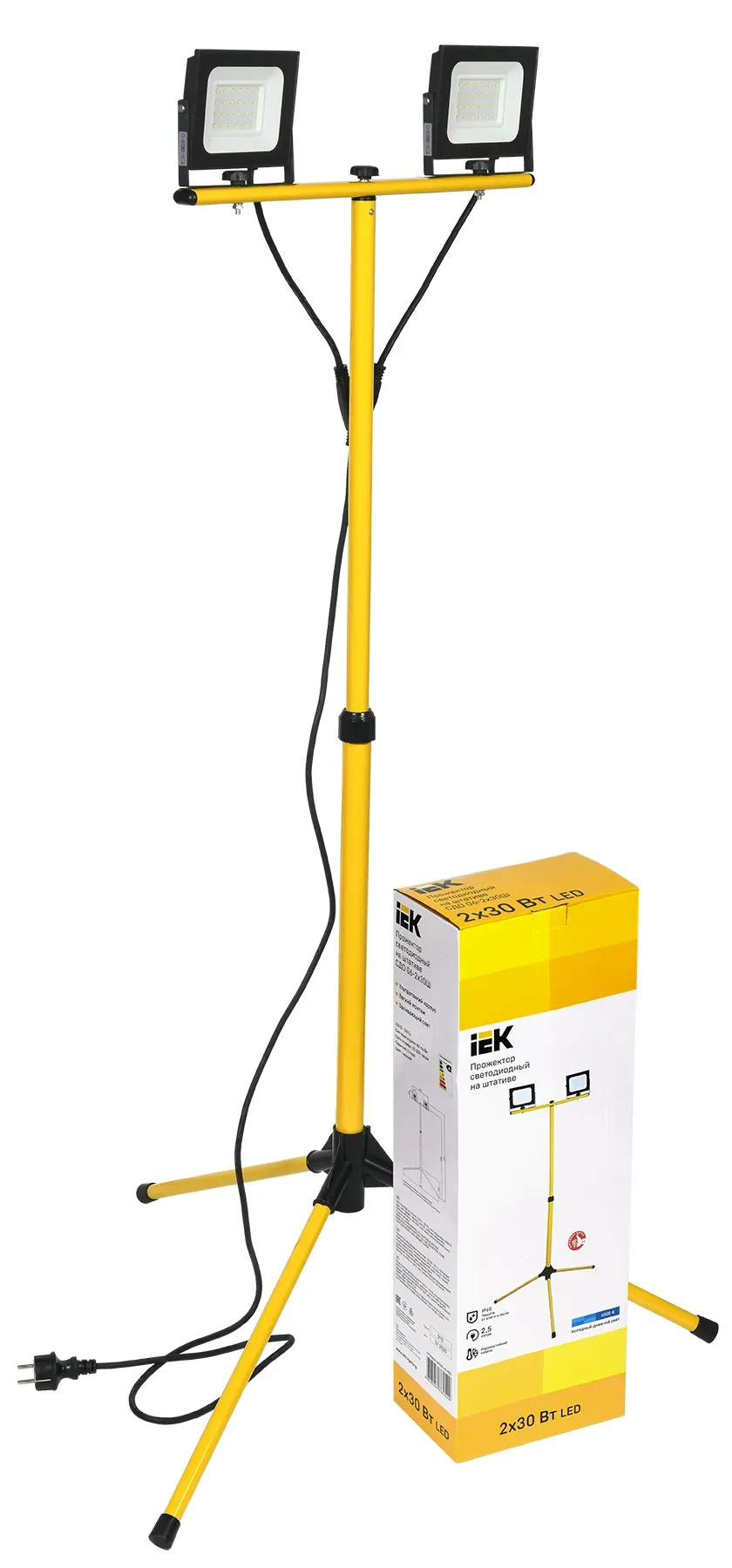 Прожектор светодиодный сдо 06-2x30ш штатив 6500к ip65 черный iek IEK LPDO606-2X030-65-K02