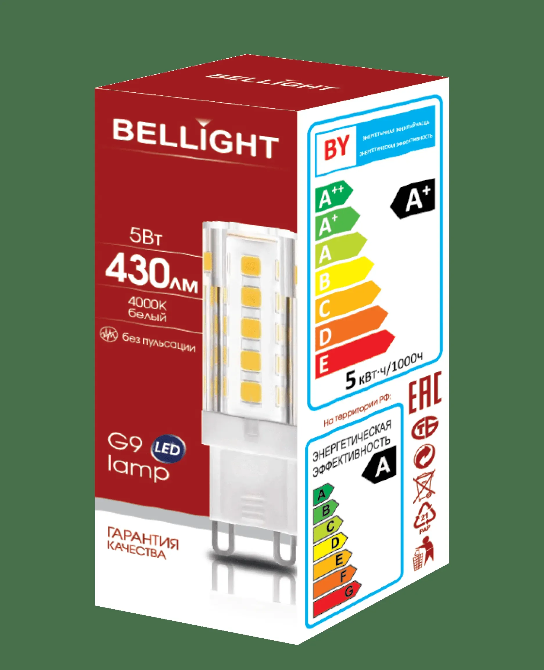 Лампа светодиодная LED 5Вт 4000K 400Лм G9 BELLIGHT 88297901