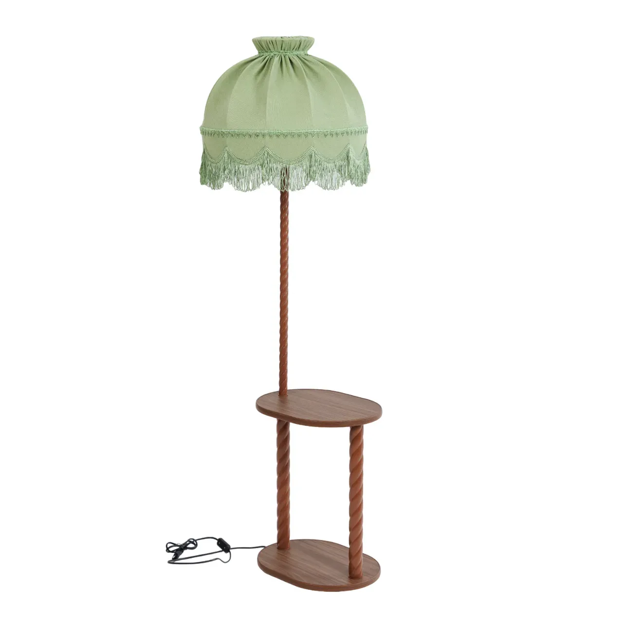 Светильник напольный НТБ 11-60-101 овал орех с абажуром Ретро фисташка ЭРКАДО 301494