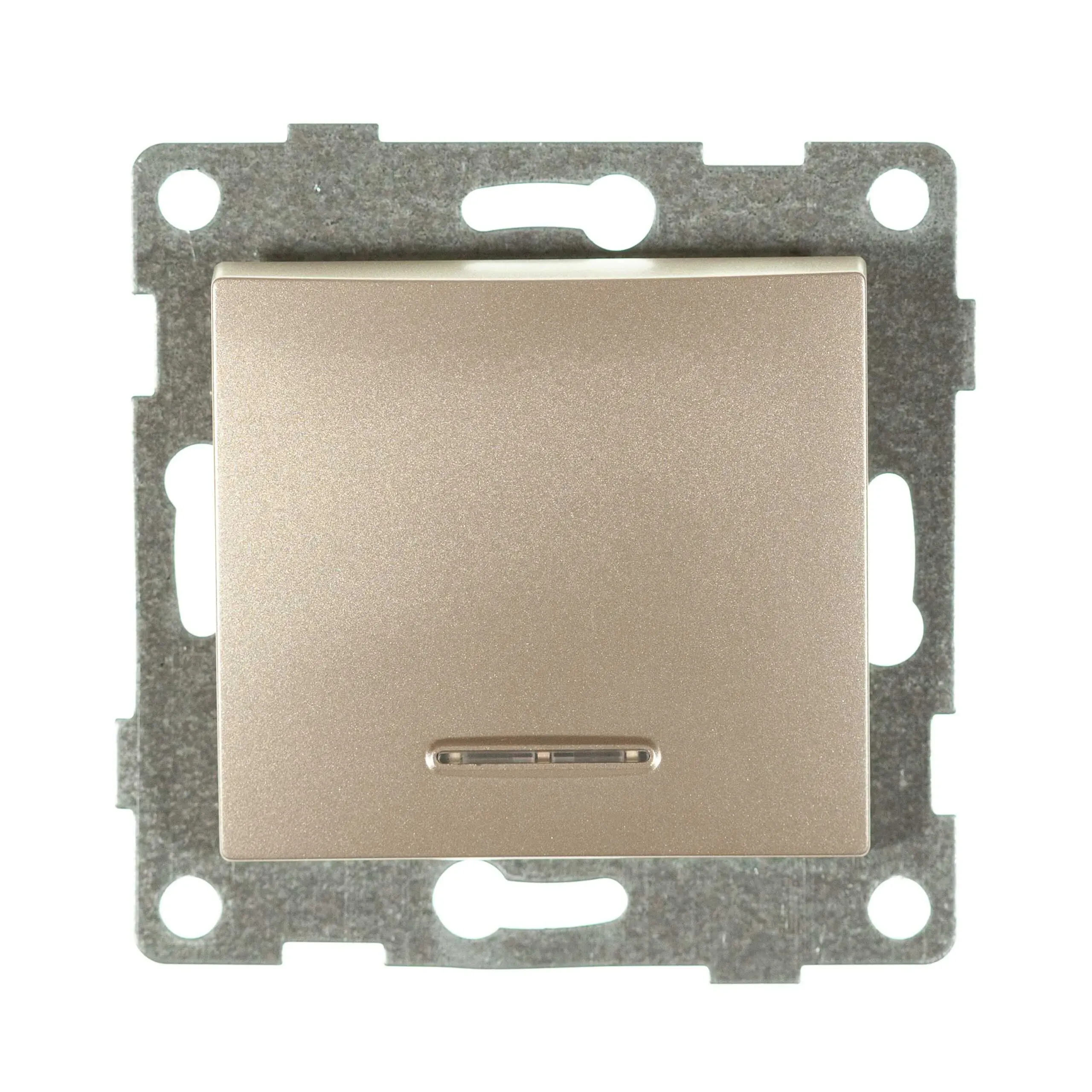 GUSI Bravo МЕХАНИЗМ Выключатель одноклавишный со светоиндикацией, скрытая  установка,  10А, 250В. Цвет: шампань GUSI Electric С10В18-027