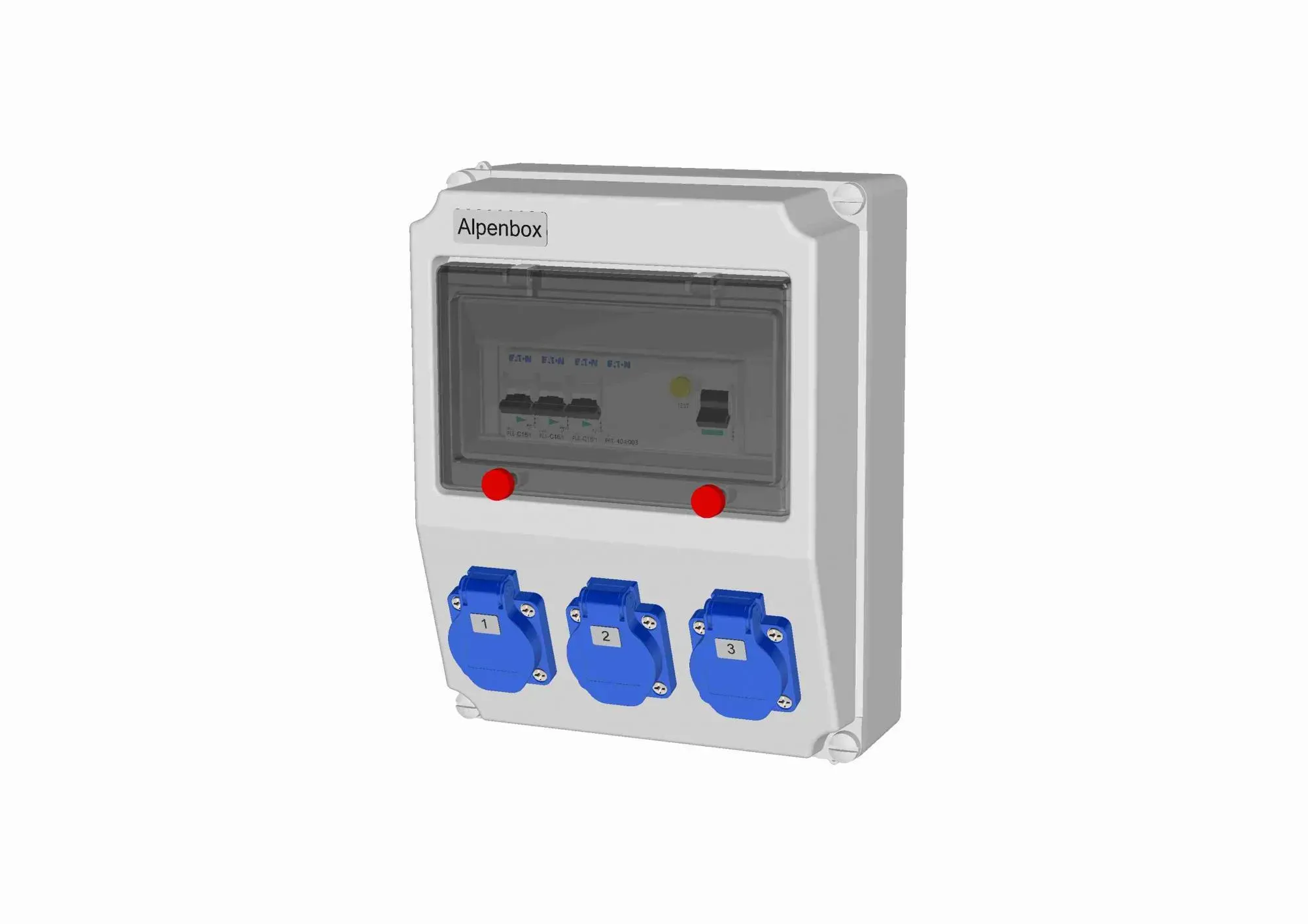 Устройство распределительное 00 3хSHUKO16А250В с защитой, вход УЗО,222х284х122, настенное, пластик, IP54 AlpenBox 00-00010947