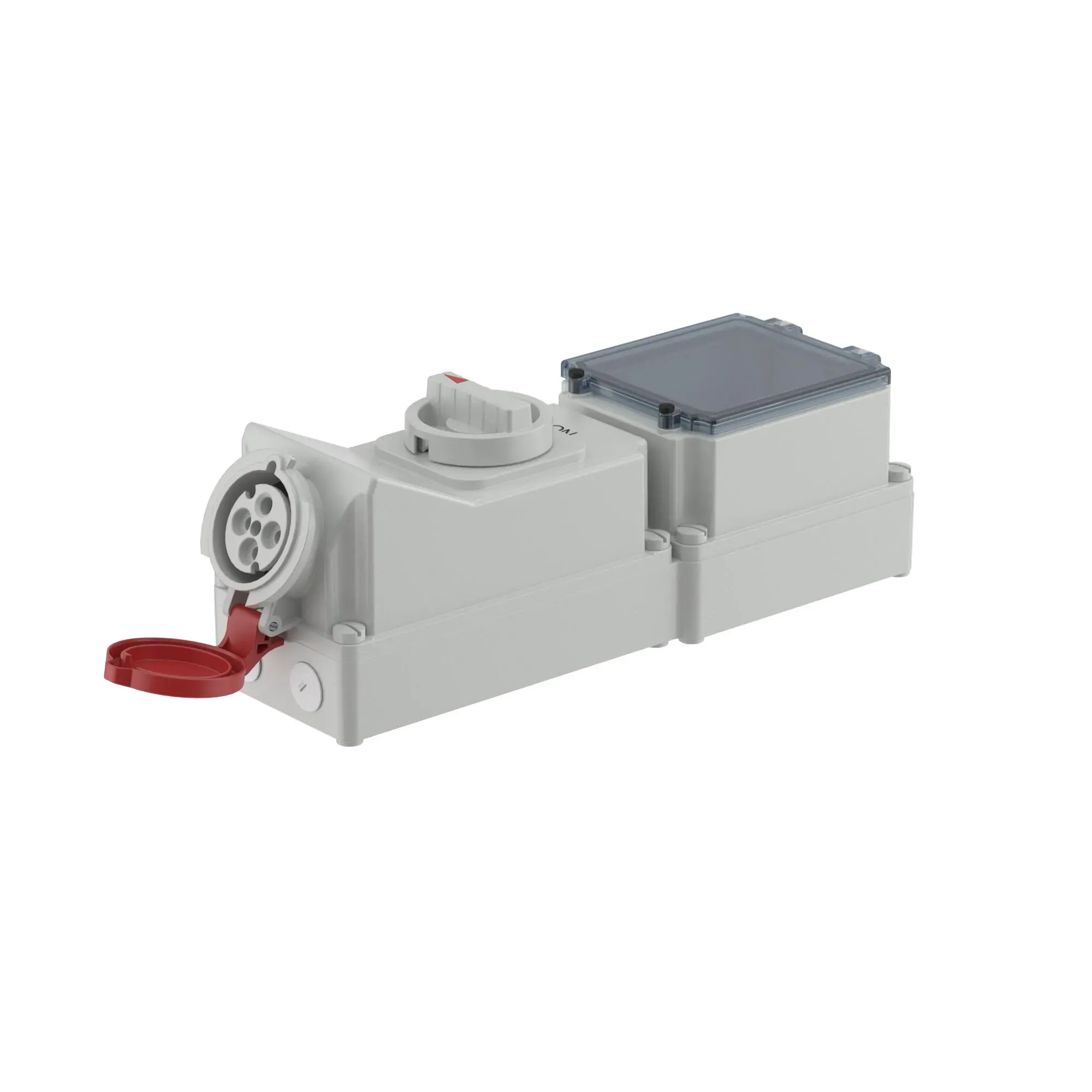 Розетка наружной установки с механической блокировкой и din-рейкой на 6 модулей ip44 32a 3p+e 400в ДКС DIS5673286