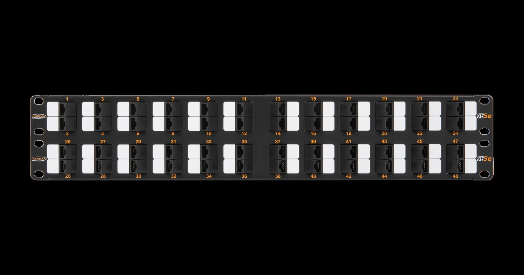 Патч-панель 19'' 2U 48 угловых портов Кат 5e RJ45/8P8C UTP черная