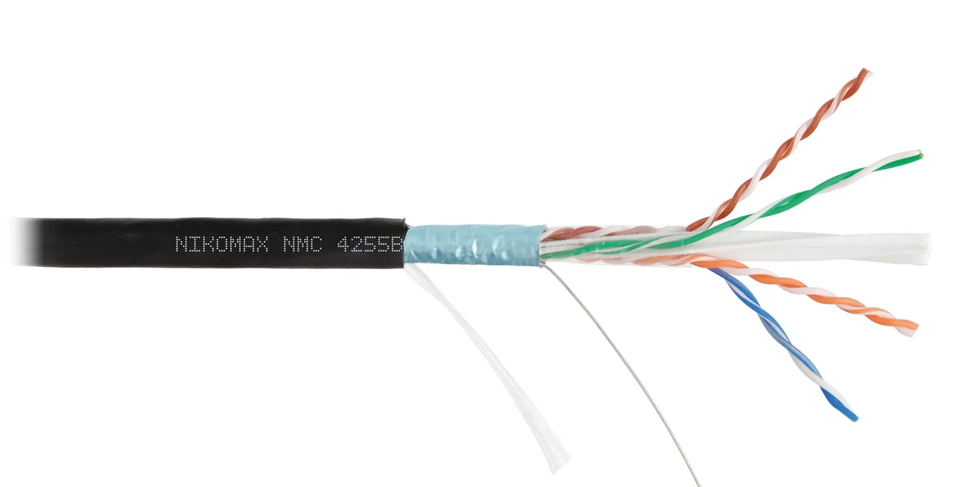 Витая пара F/UTP 4 пары Кат 6a solid BC AWG23 (0.57мм) OUT PE черный 500м