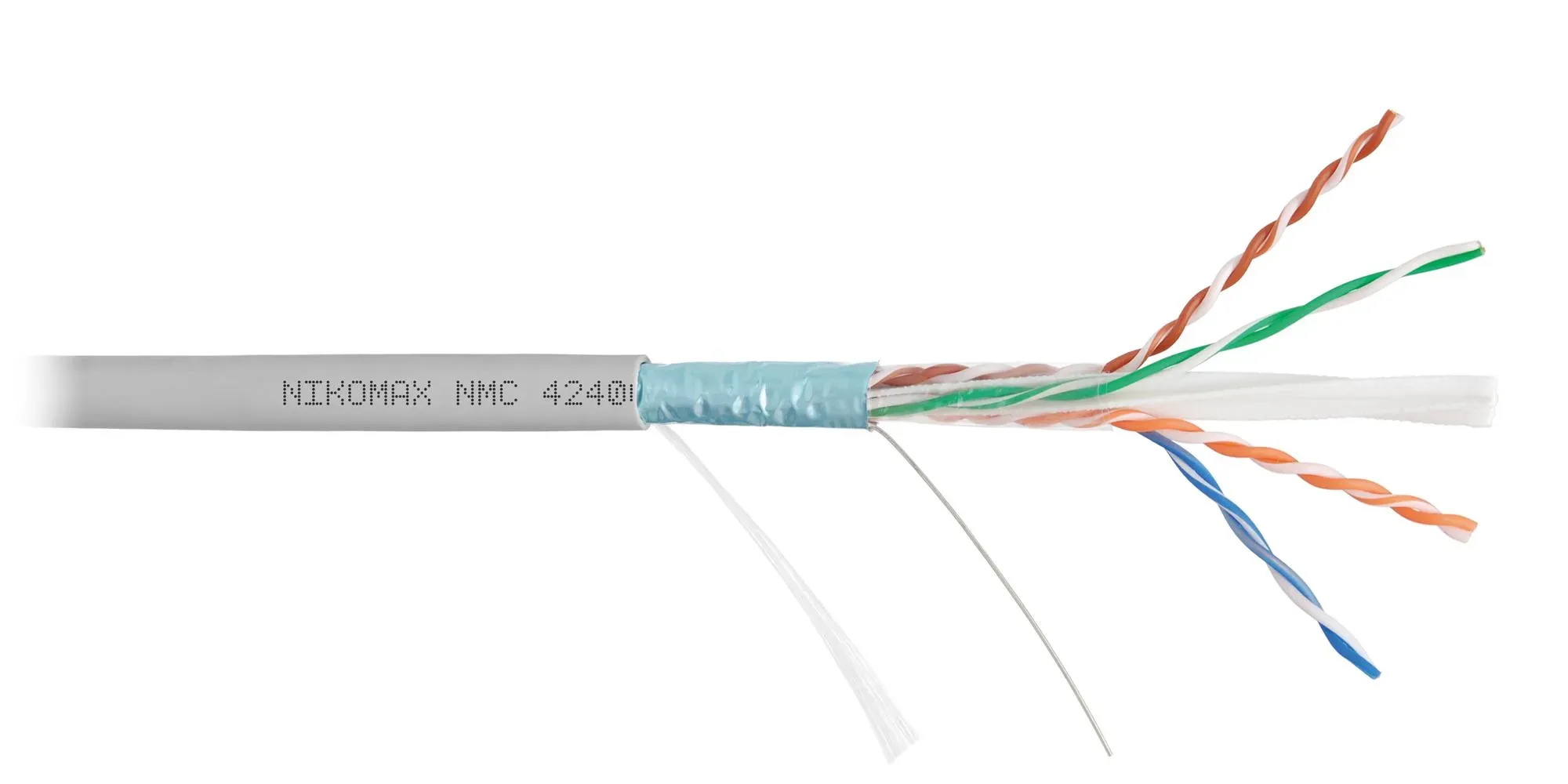 Витая пара F/UTP 4 пары Кат 6 solid BC AWG23 (0.55мм) IN PVC серый 305м