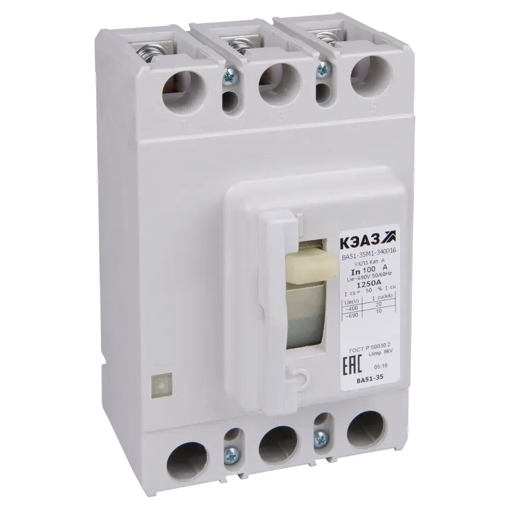 Выключатель автоматический ва51-35м2-341816-125а-1000-690ac-нр220..240ac/dc-ухл3- КЭАЗ 259894