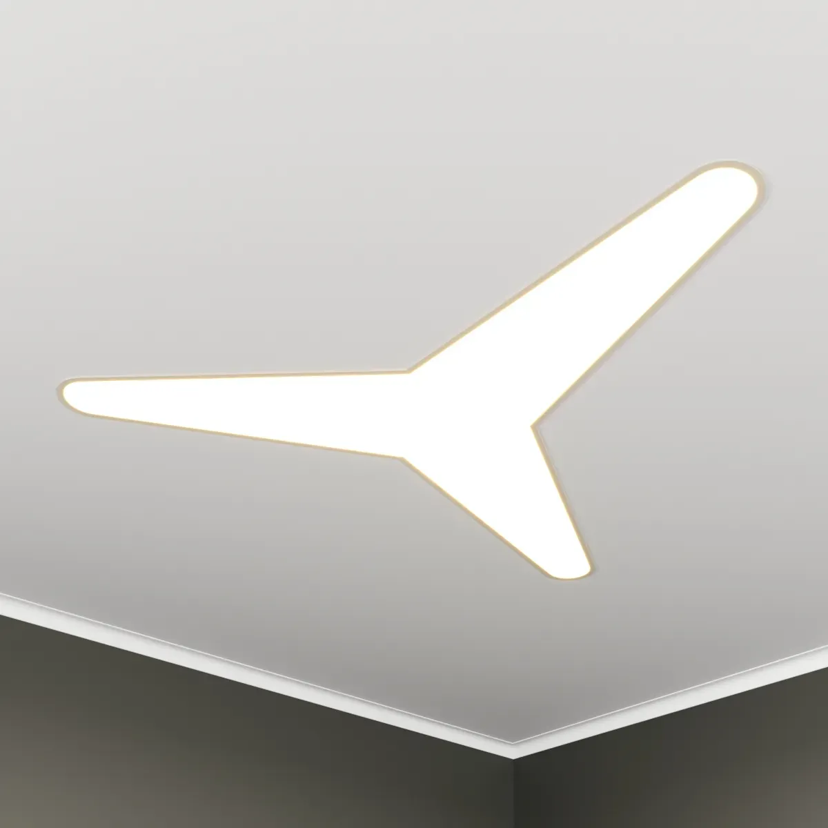 Светильник светодиодный RVE-LBX-KASAI-SOFT-1246-VG (Трехлучевая звезда закругл. 1246х1099х130мм 38Вт встраиваемый под шпаклевку 4000K Белый) RVElektro RVE00003633