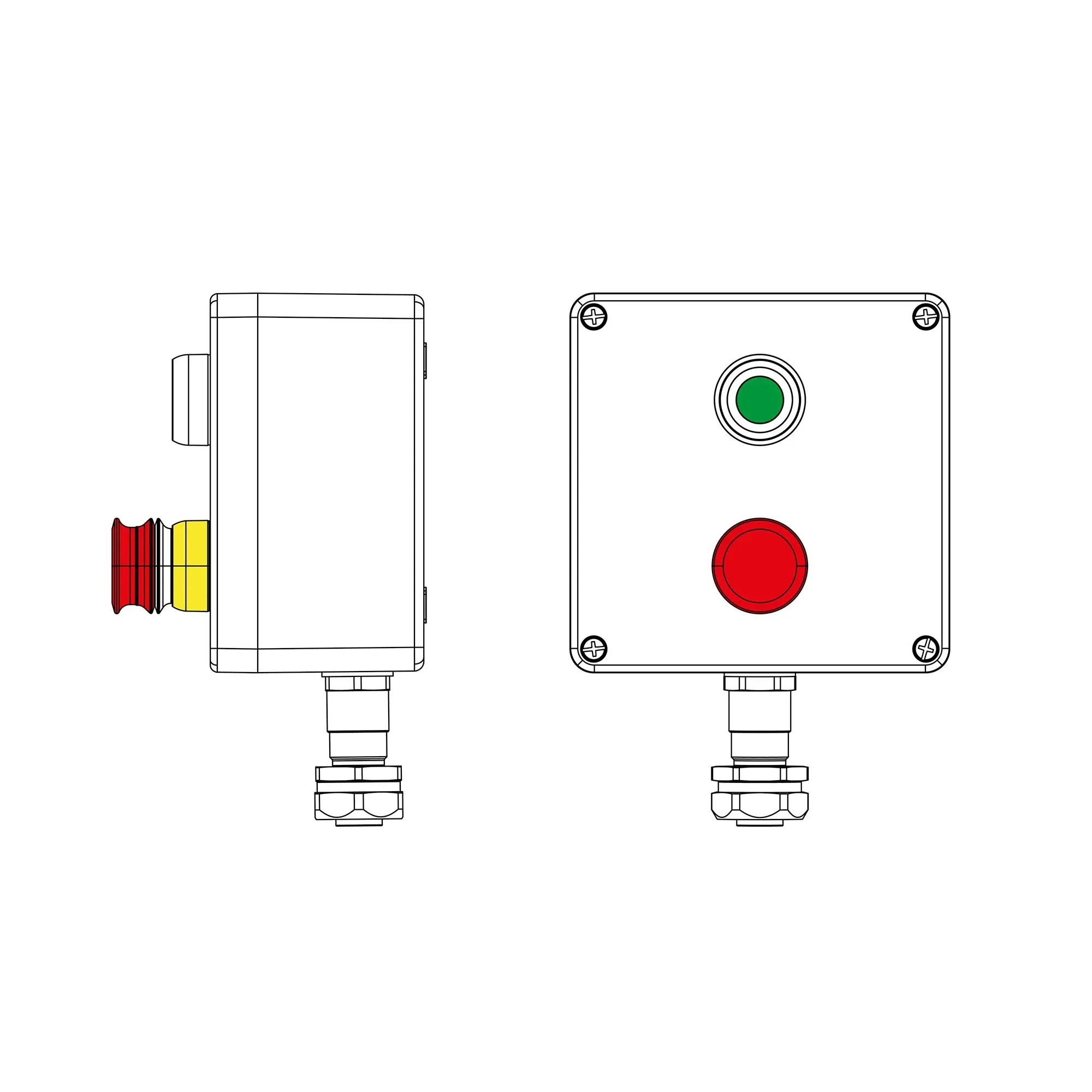 Взрывозащищенный пост управления из полиэстера CPE-P-05-(1xP1G(11)-1xP3E(11))-1xKAEPM2MHK-20(C)1Ex d e IIC Т5 Gb / Ex tb IIIC T95°C Db IP66 / КЗ DKC 2231.051.22.11B
