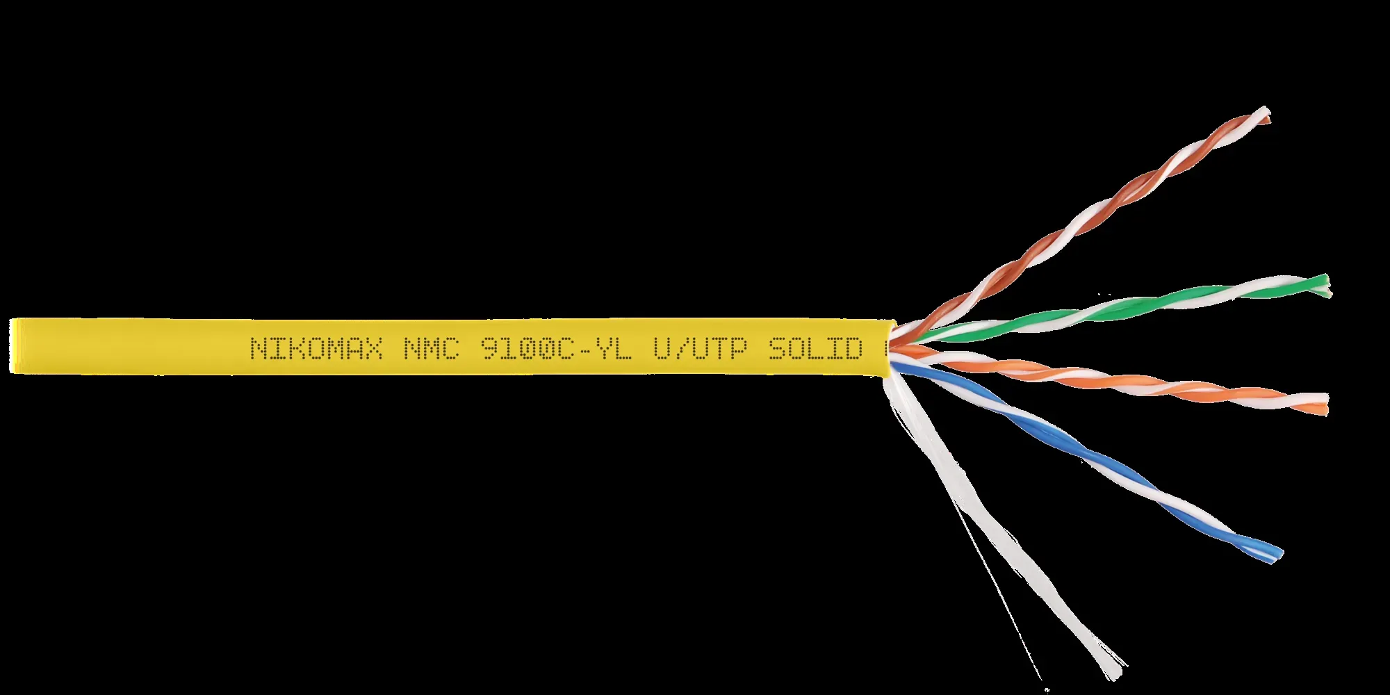 Витая пара U/UTP 4 пары Кат 5e solid BC AWG24 (0.52мм) IN LSZH нг(А)-HF желтый 305м