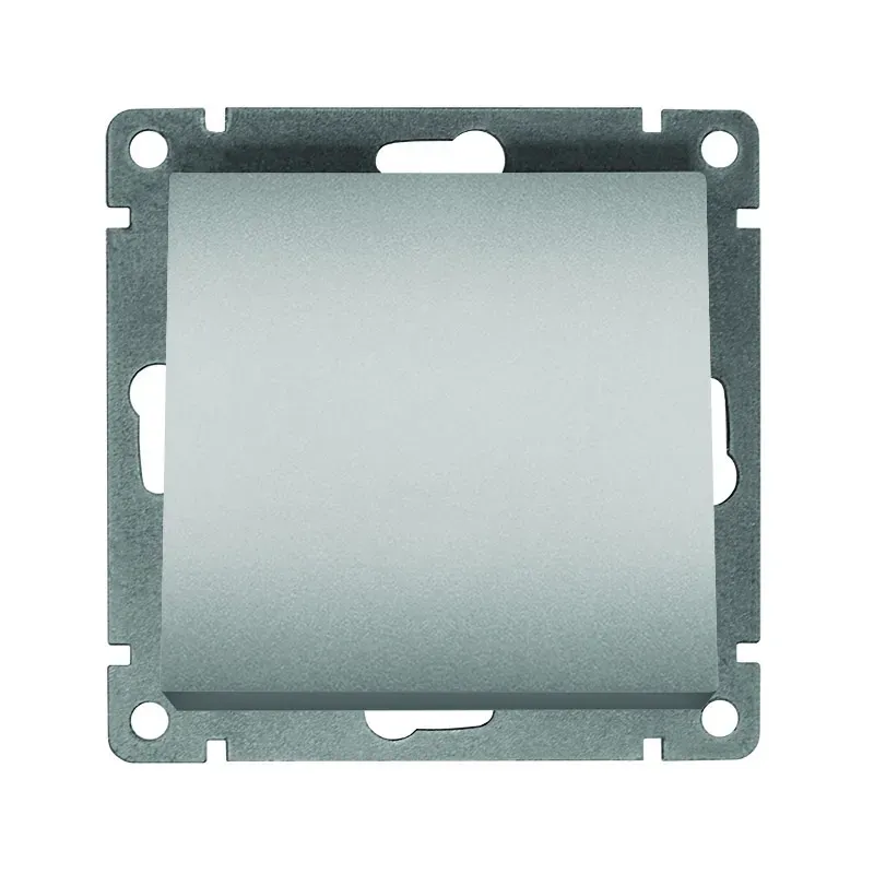 Выключатель одноклавишный серия Афина, с/у, 10А, 220В, серебро (еврослот) Универсал A0021-S