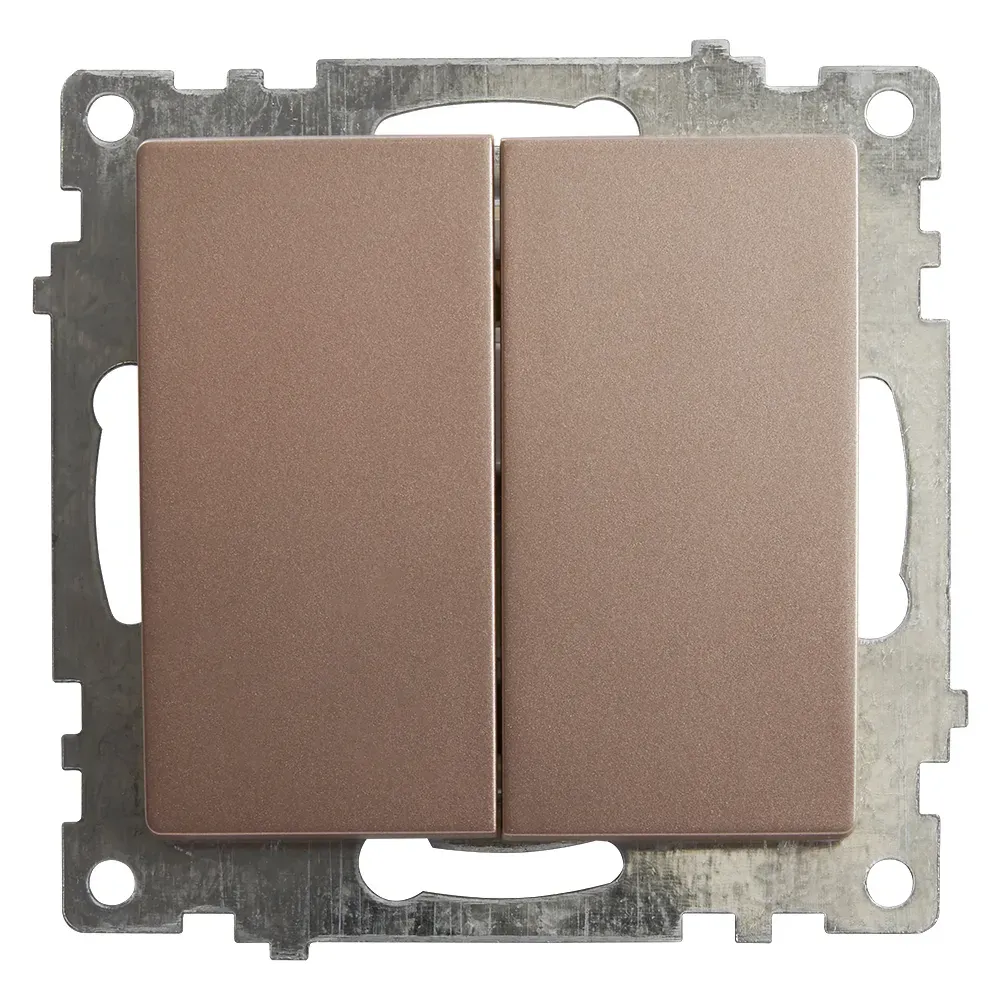 Выключатель 2-клавишный (механизм) 250В, 10А, серия Катрин, шампань Stekker FERON 39592