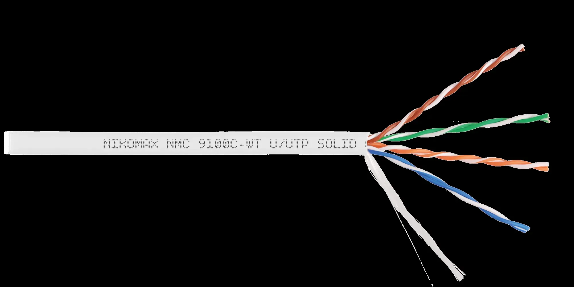 Витая пара U/UTP 4 пары Кат 5e solid BC AWG24 (0.52мм) IN LSZH нг(А)-HF белый 305м