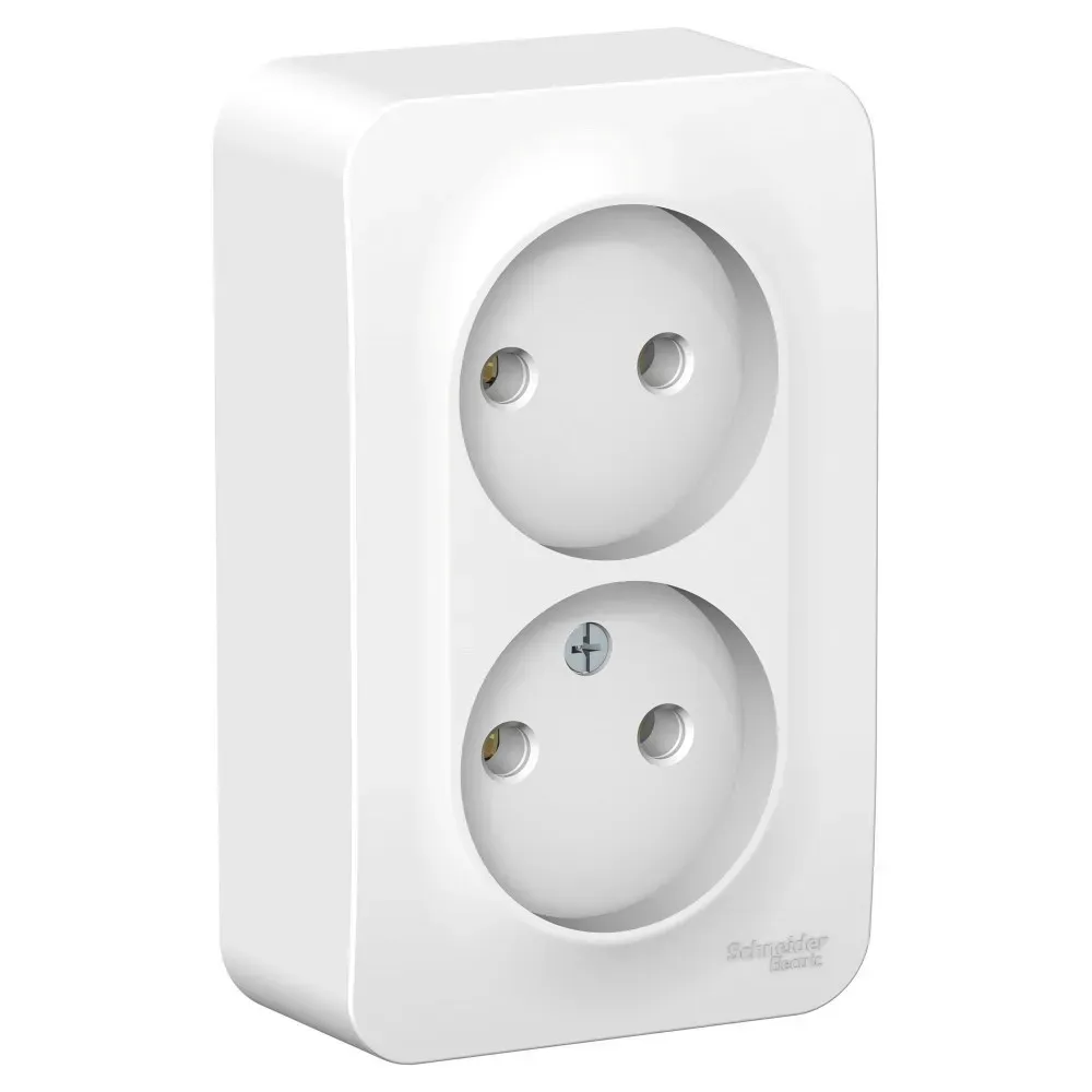 BLANCA  розетка наружная  двойная без зазем. без штор., монт.пл., 16А, 250В, белый, рос SE (Потенциал) BLNRA000221