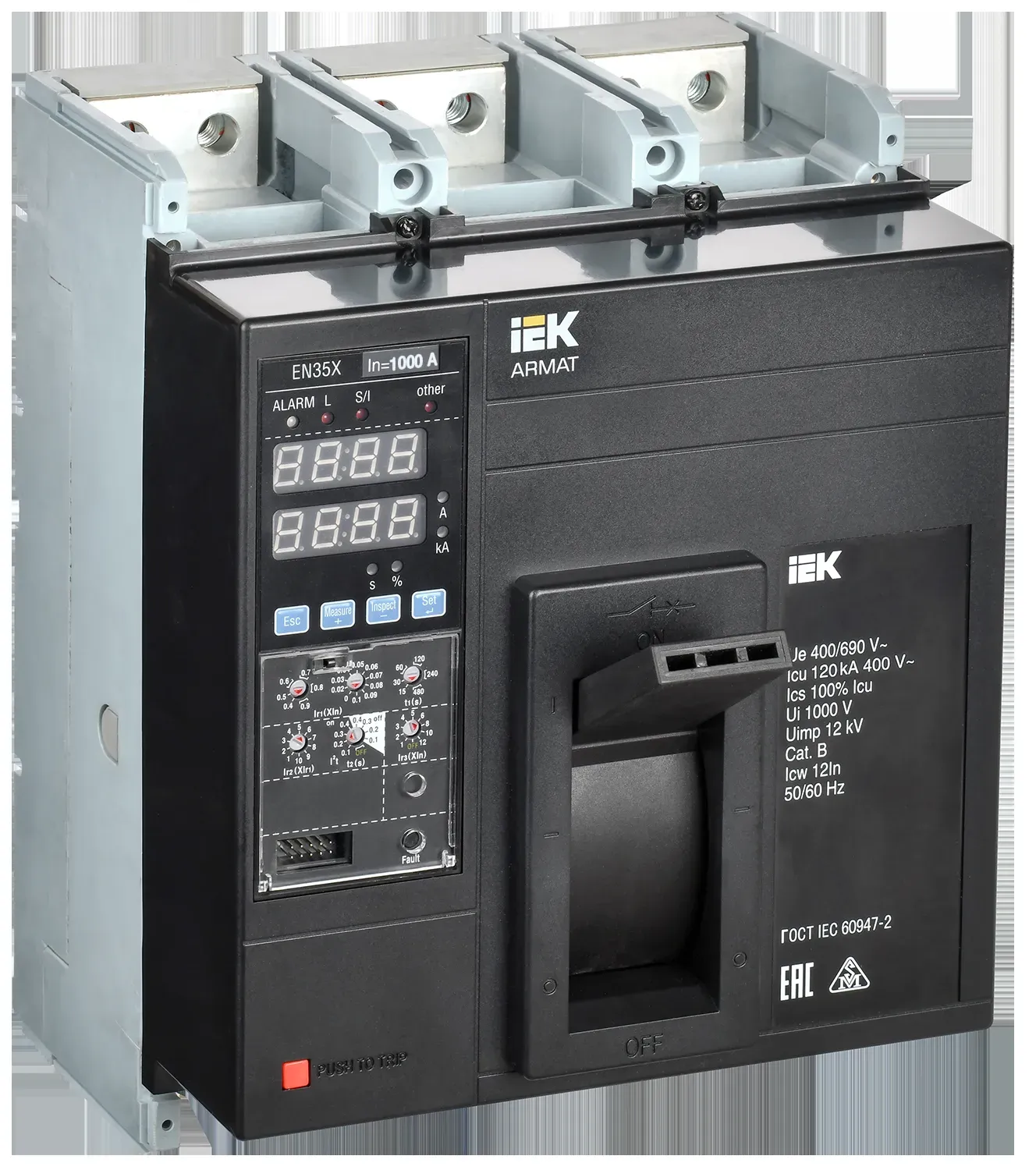 Armat автоматический выключатель в литом корпусе 3p типоразмер n 120ка 1000а расцепитель электронный стандартный IEK AR-MCCB-3N-120-1000A-ELSC