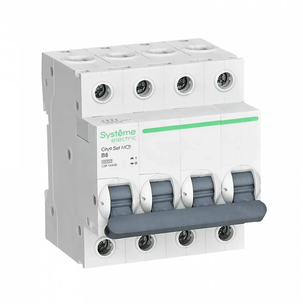 Выключатель автоматический четырехполюсный 6А B 4.5kA 400В City9 Set SE (Systeme) C9F14406
