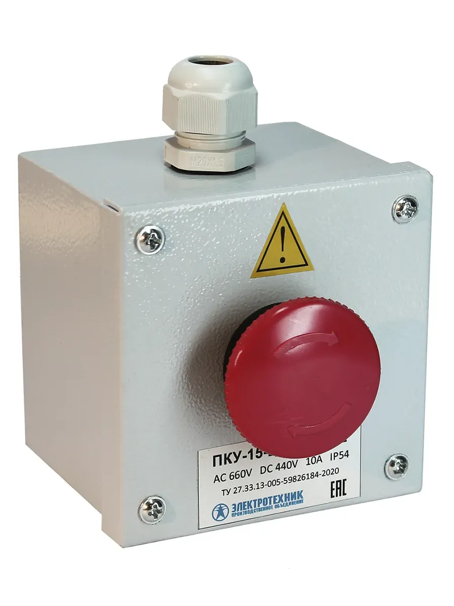 Пост управления ПКУ-15-21.111-54У2 (КЕ141/2(1з+1р) красная, гриб с фиксацией + PG-13,5) Электротехник ET054790